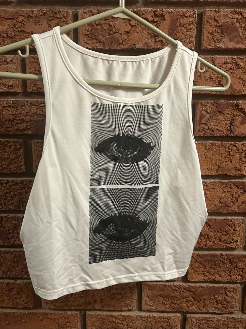 White Graphic Eye Tank Top